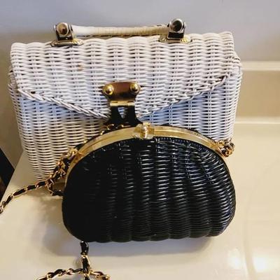 Basket Weave Purses Vintage 2 Pc 