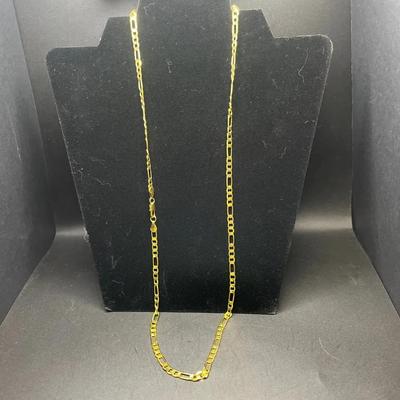 925 Sterling Silver Cable Link Chain Dipped in Yellow Gold 26” L