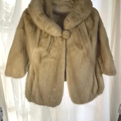 MidCentury Mink Fur Stole Jacket, Size S | Vintage | Beige