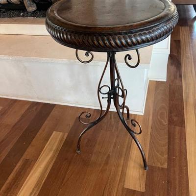 Sale Photo Thumbnail #181: $44 brown metal table 31”H 18”diameter