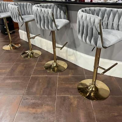 Sale Photo Thumbnail #198: $40 each-4 adjustable grey & gold chairs 42”H 20”W 18”depth