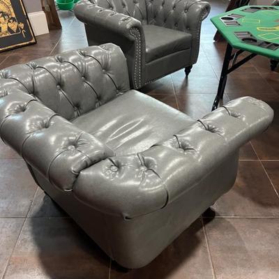 Sale Photo Thumbnail #192: $55 each- 4 grey chairs 28”H 40”W 32”depth