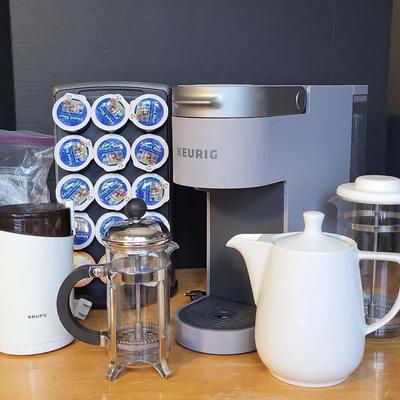 Large Keurig w/Pods, 2 French Presses, Coffee Grinder & Coffee
