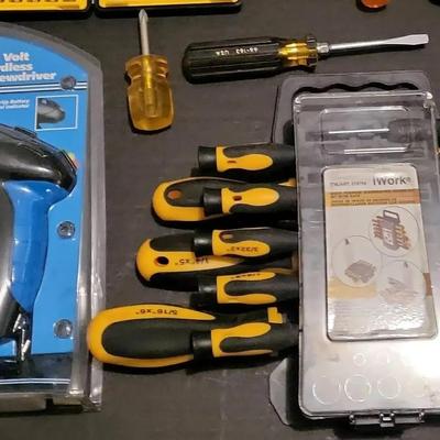 Cordless Screwdriver, Bit Kit & NIB Screwdrivers