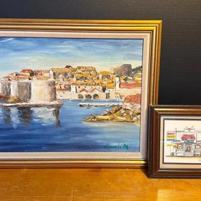 Signed Watercolor & Signed Painting On Board