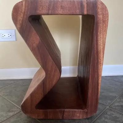 Carved Solid Wood Modern Side Table 