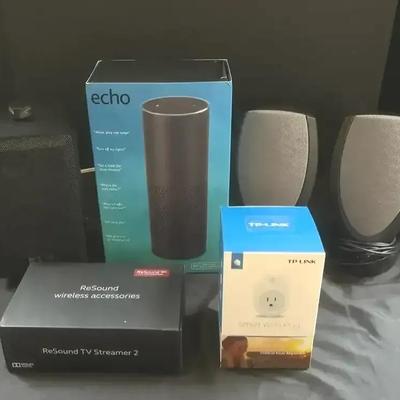 Amazon Echo, 3 Speakers, ReSound TV Streamer, Smart WiFi Plug