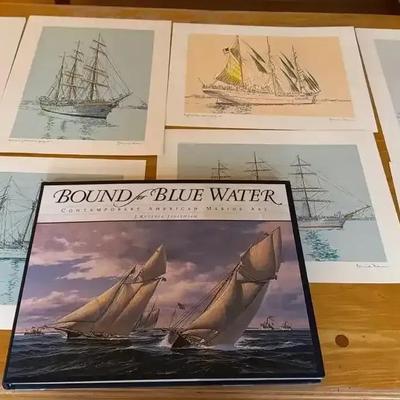 7 Repro Colored Ink Drawings From Tall Ships In Baltimore, July 1976