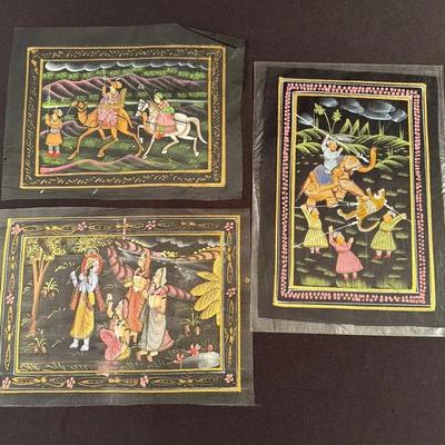 Indian Mughal miniature paintings on silk