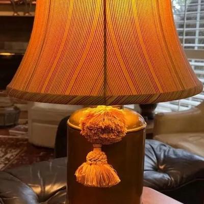 Brass Table Lamp with Silk-O-Lite Shade