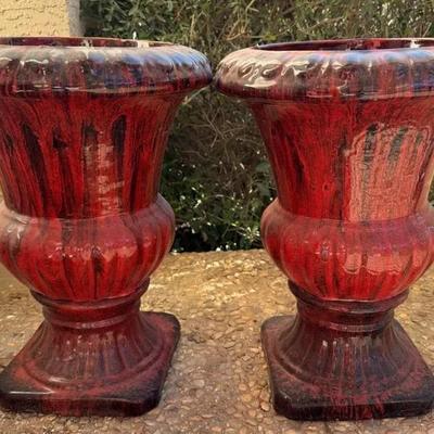 Glazed Pottery Red Urns