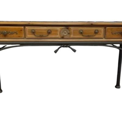 National Mt. Airy Wood and Metal Three-Drawer Sofa Table