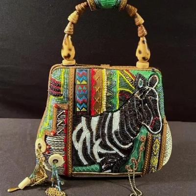 Mary Frances Beaded Zebra Handbag