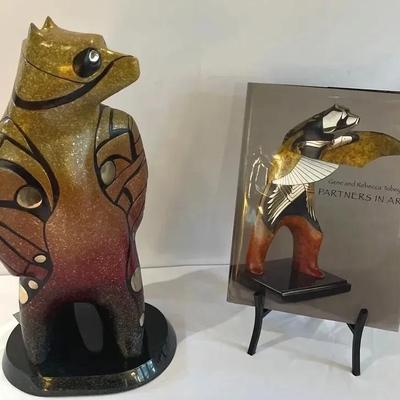 Gene and Rebecca Tobey “Monarch” Bronze Bear Sculpture with Artist Signed Book