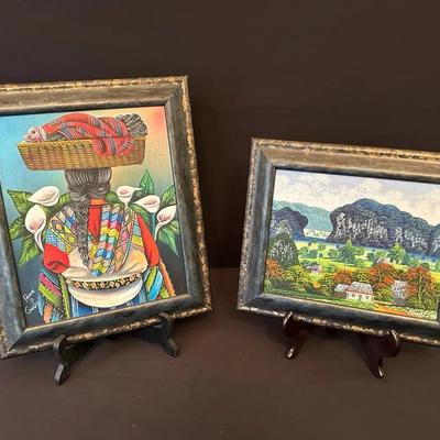 Framed Paintings From Cuba & Antigua Guatemala- Both Signed