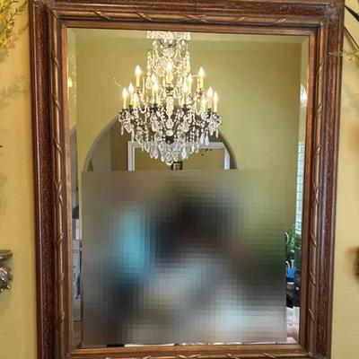 Large Ornate Rectangular Wall Mirror With Gold-toned Frame