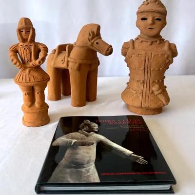 Japanese Haniwa-inspired terracotta figures, likely vintage replicas of ancient funerary objects fro