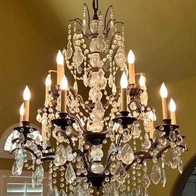 Iron And Crystal Round Chandelier