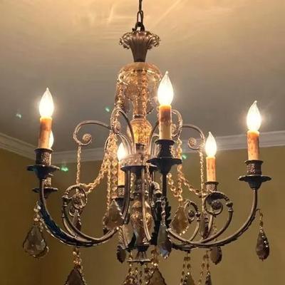 Crystal,  Iron and Amber prisms Chandelier
