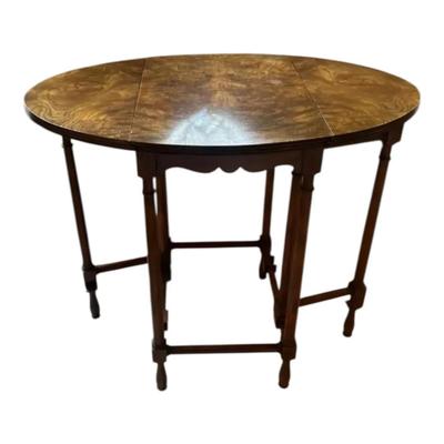 Baker Furniture Company Oval Burled Gate-Leg Drop Leaf Side Table