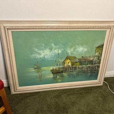 Dockside Scene Signed