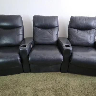 Faux Leather 3-Seat Recliners