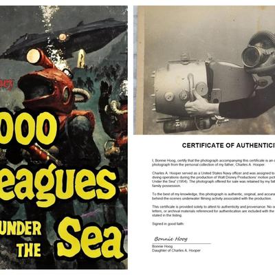 Disney's 20,000 Leagues Under The Sea – Original 1954 Underwater Photo -Camera Diver-11x14 Backboard