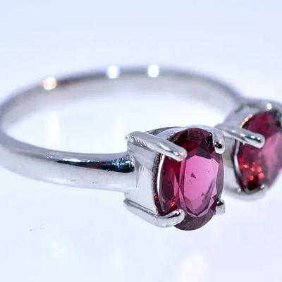 1.8 CTW Natural Unheated Rhodolite Garnet Sterling Silver Ring