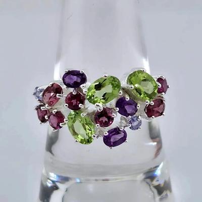 Multicolor Gemstone Sterling Silver Ring 