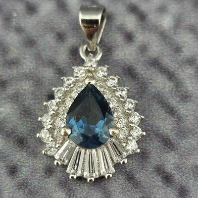 .7ct Blue Topaz Sterling Silver Pendant 