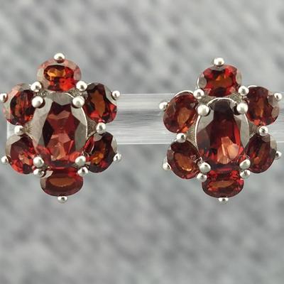 3.2ctw Garnet Sterling Silver Earrings 
