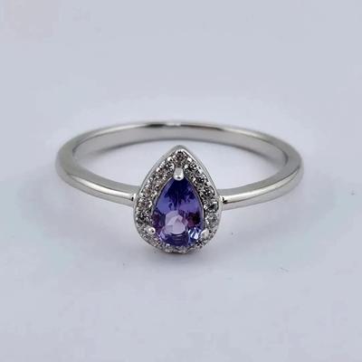 Tanzanite Solitaire Sterling Silver Ring 