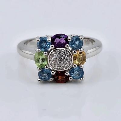Multicolor Gemstone Sterling Silver Ring 