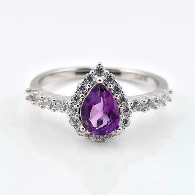 Amethyst Solitaire Sterling Silver Ring