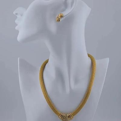 Christian Dior Gold Tone Necklace & Earrings