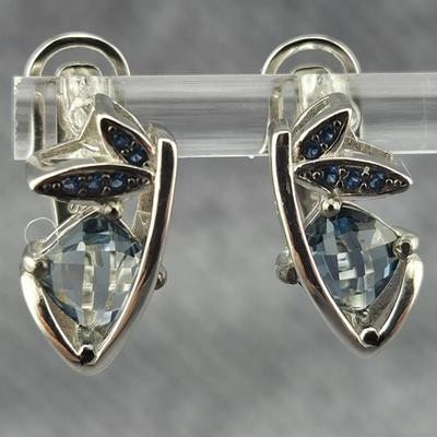 Blue Topaz Sterling Silver Earrings 