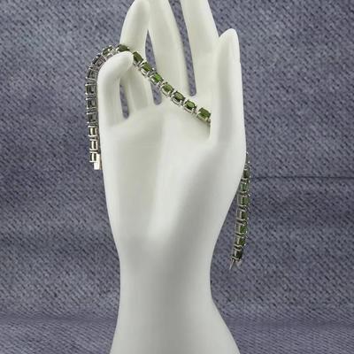 12ctw Chrome Diopside Sterling Silver Tennis Bracelet 