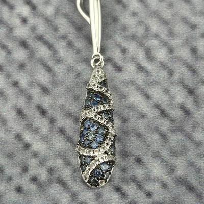 Sapphire Sterling Silver Pave Pendant 