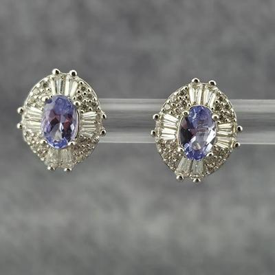 Tanzanite Sterling Silver Stud Earrings 