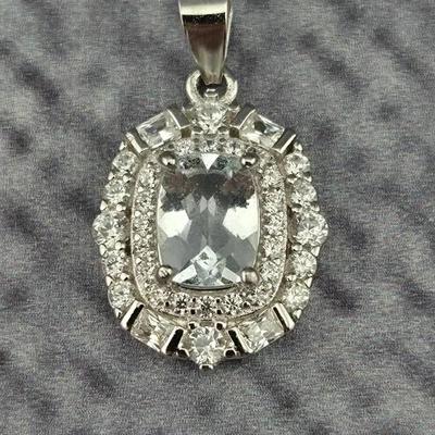 Aquamarine Sterling Silver Pendant 