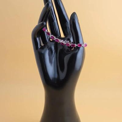 12+ Ctw Ruby Sterling Silver Tennis Bracelet 
