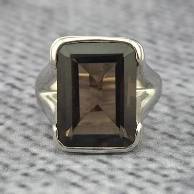 8ct Smokey Quartz Sterling Silver Ring 