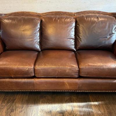 Brown leather sofa, chair and ottoman from Brown Squirrel Furniture 