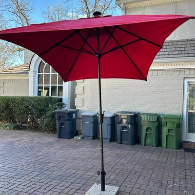 BP128 Giant Red Patio Umbrella W/Lights