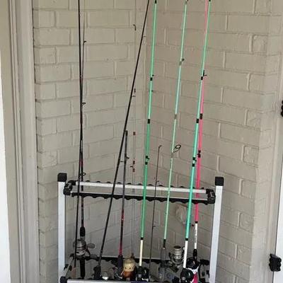 BP326 Kast King Fishing Rod Rack With Rods And More! 