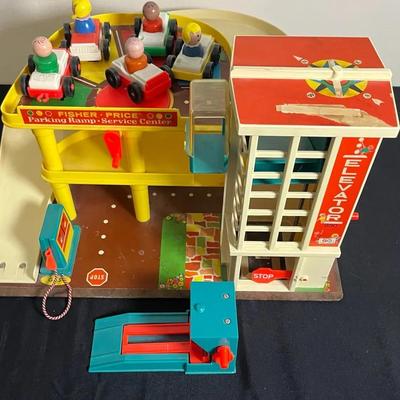 Vintage 1970 Fisher-Price Little People Action Garage Toy Set 