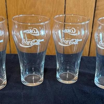 Set of 4 Vintage Coca-Cola Clear Drinking Glasses
