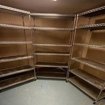 Lot Of 3 Heavy-Duty Chrome 6-Tier Wire Shelving Unit W/ Caster Wheels