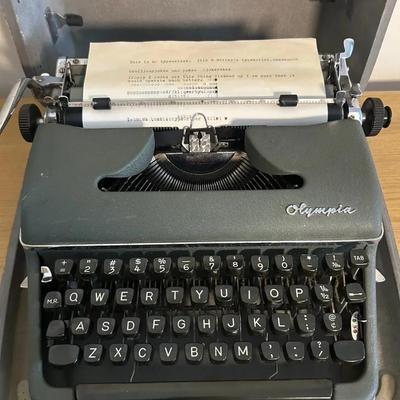 1958 Olympia SM3 Portable Typewriter in Metallic Carrying Case