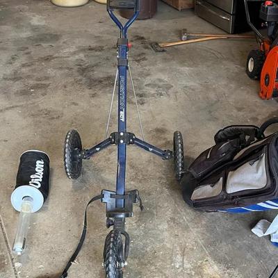 Position ECT 3 Wheel Golf Push Cart And Golf Bag W/Golf Ball Retriever 